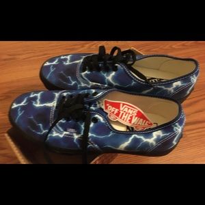 Vans Authentic (Lightning) Black/Blue Men's Skate Shoes Size 8.5 New With Tags